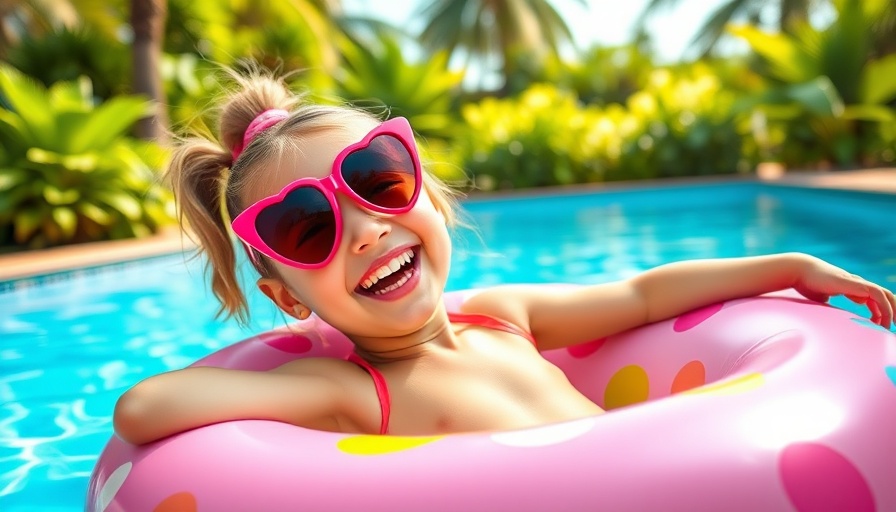 Cheerful girl at the pool enjoying spring break in Orlando.