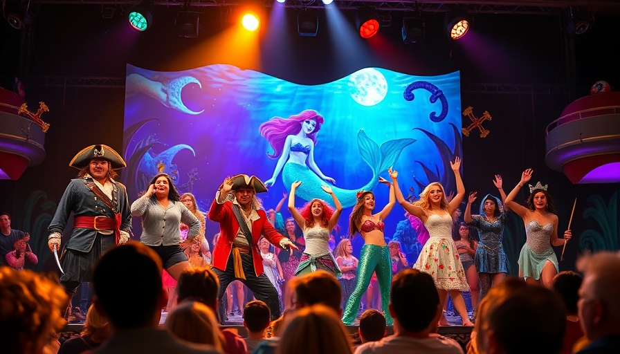 Disney Adventure experiences: engaging stage show with pirates and mermaid projection.