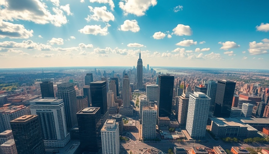 Aerial view of modern city landscape highlighting NeoCity 500 Acre Development.