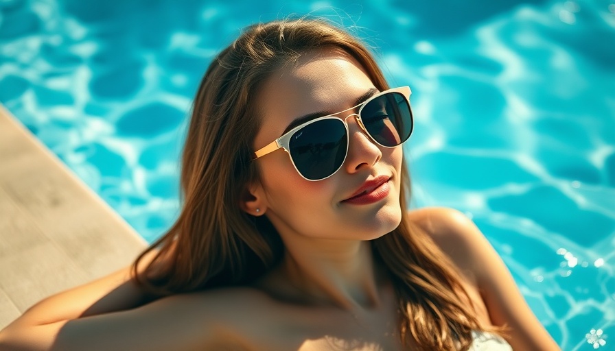 Young woman enjoying the sun by the pool, illustrating benefits and risks of sun exposure.