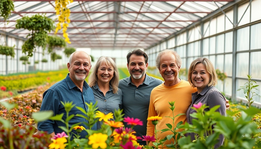 Family in greenhouse for Disney World family business, smiling together.