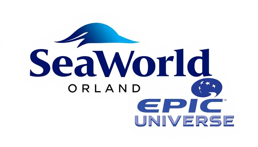 SeaWorld Orlando and Epic Universe logos in sleek presentation.