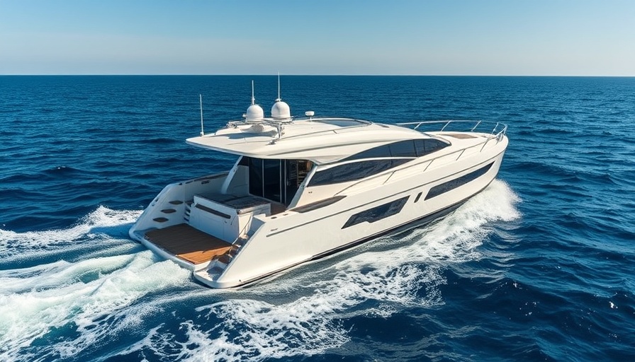 Aerial view of Bluegame BGM75 Power Catamaran cruising on open sea.