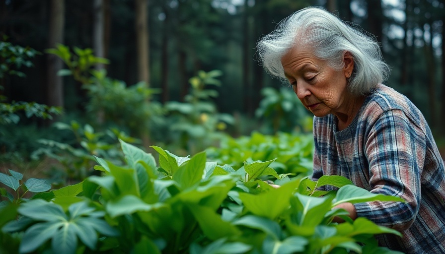 Harvesting greens in a garden, serene scene.