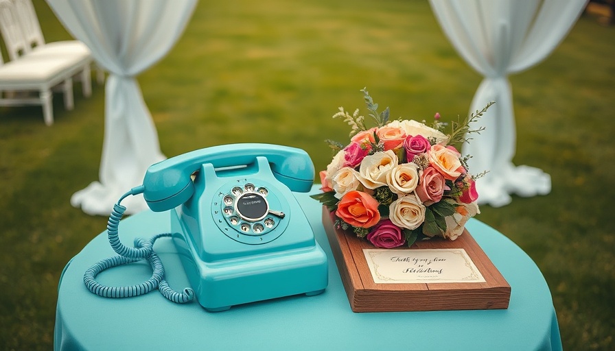 Vibrant wedding table with phone and flowers, Popular Orlando Wedding Trends.