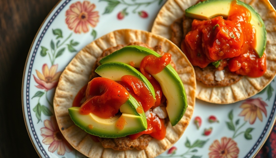 Colorful late night snacks with tortillas and avocado.