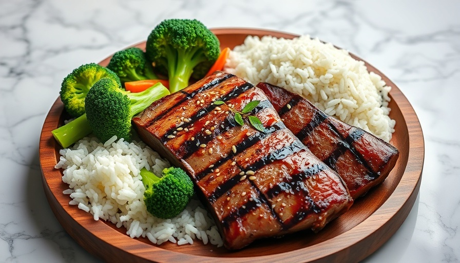 Colorful meal with steak, broccoli, rice; cheapest meal delivery services.