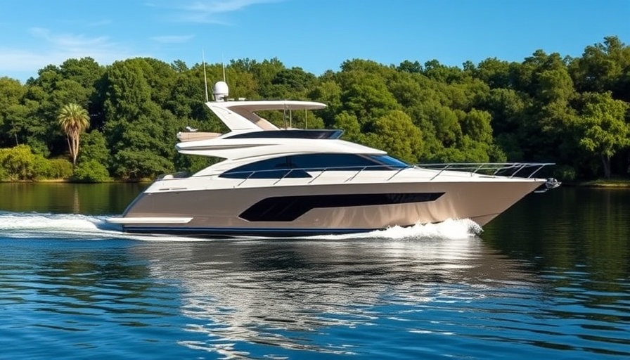 2022 Outer Reef Yachts 72 cruising on a serene lake.