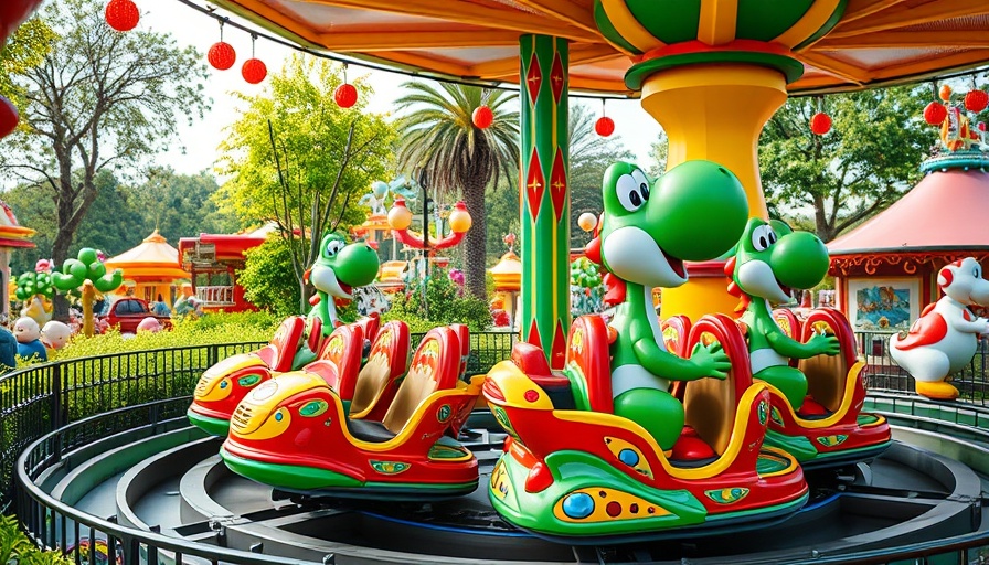 Colorful Yoshi ride in Super Nintendo World, Orlando