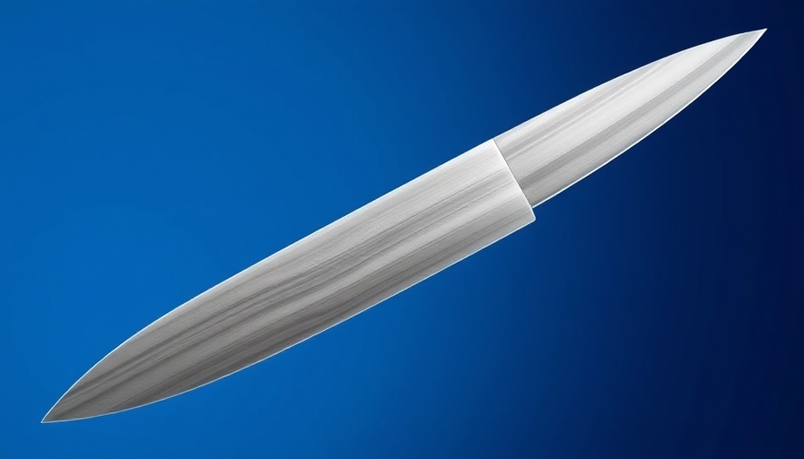 Best Santoku Knife for Gourmet Cooking with blue background.