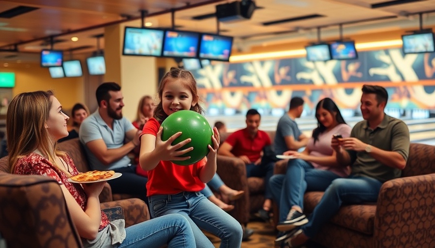 Kids Bowl Free Florida group enjoying bowling with snacks and pizza.