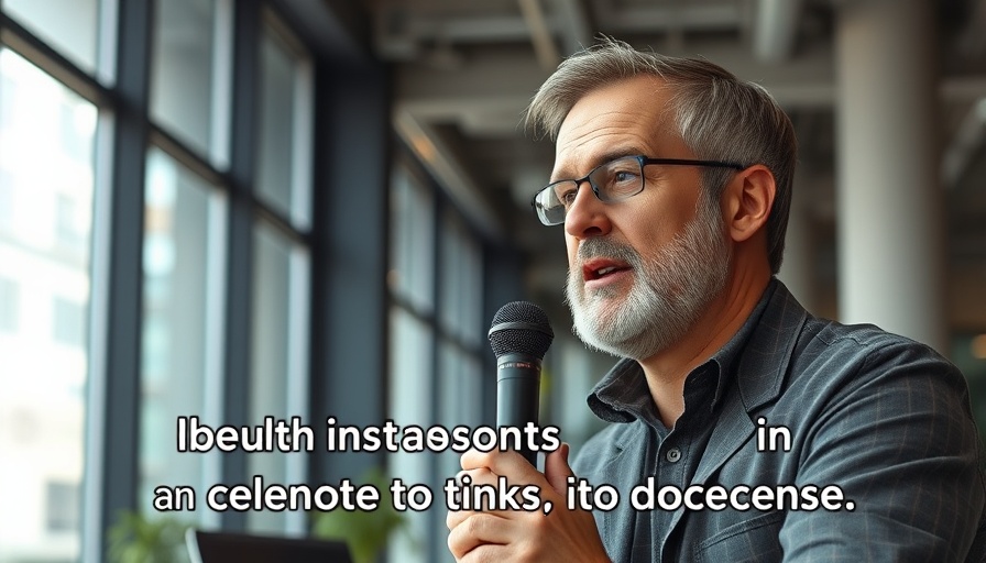 AI for entrepreneurs discussion scene with man speaking into a microphone.