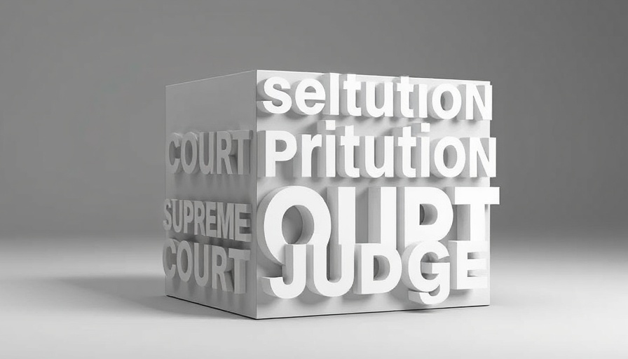 3D cube with legal words related to U.S. Supreme Court.