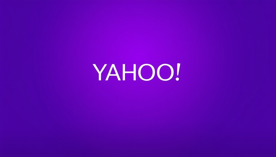 Yahoo logo on a purple background representing technology theme.