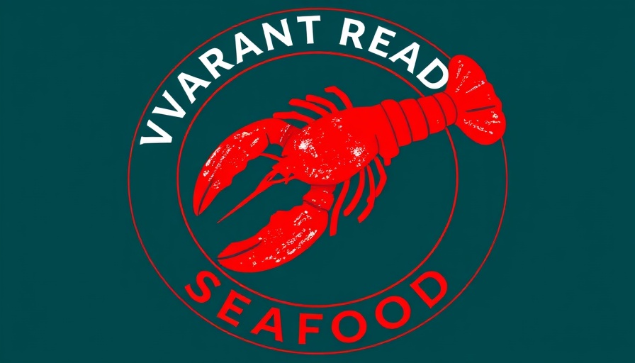 Ready Seafood logo with red lobster silhouette, distressed style