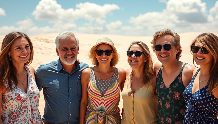 Magic Johnson Yacht Adventure: Group smiling on the beach.