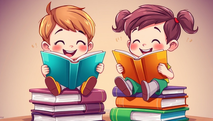 Cartoon children enjoying library resources for back to school.