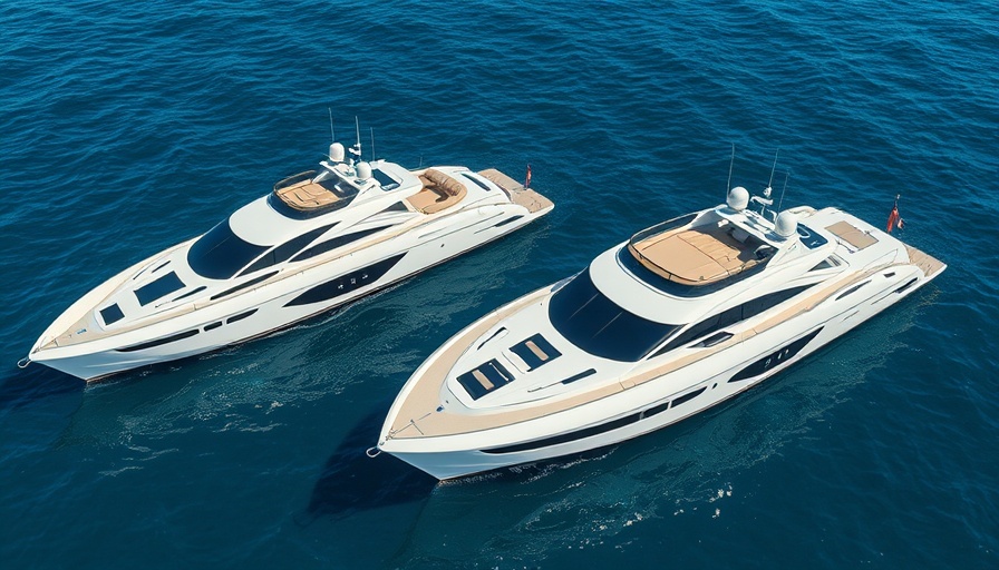 Three modern luxury yachts on a clear blue ocean