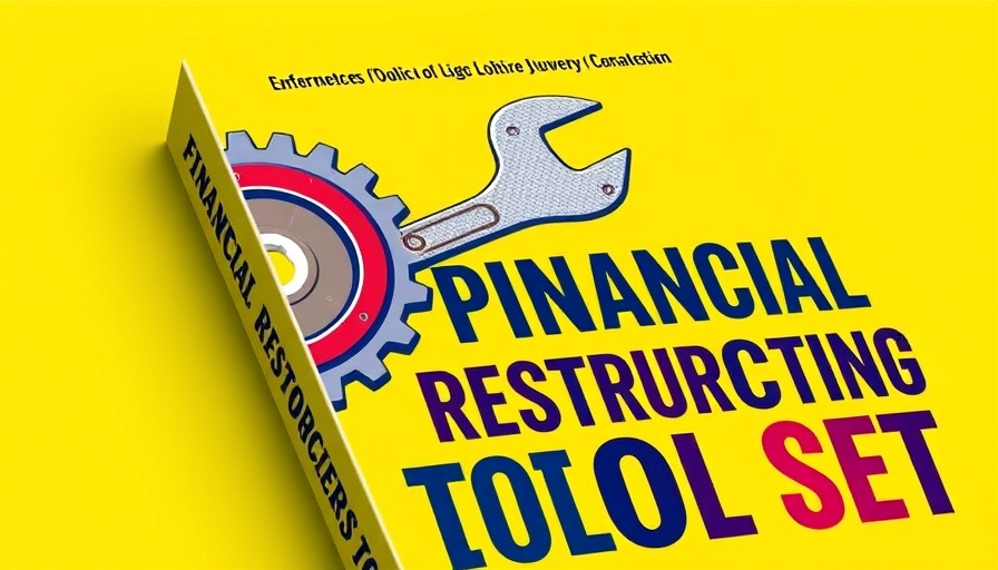 Colorful book cover titled 'Financial Restructuring Tool Set' with gear and wrench design.