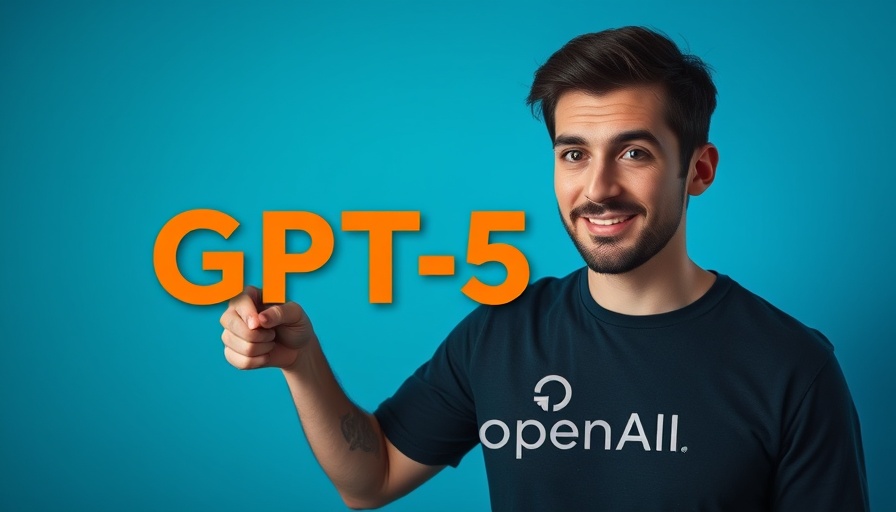 Impact of GPT-5 on business, man pointing at GPT-5 logo.