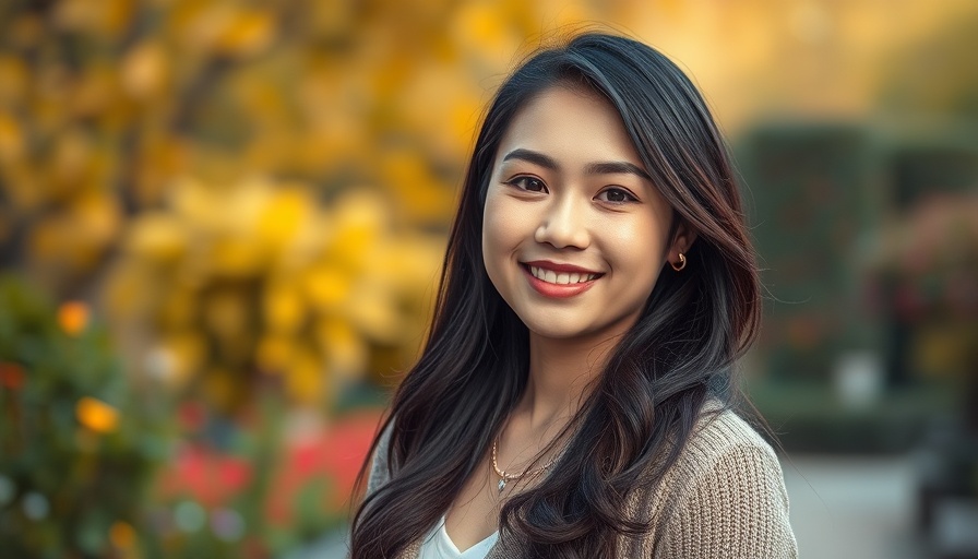 Confident young woman in nature, conveying growth and calmness.