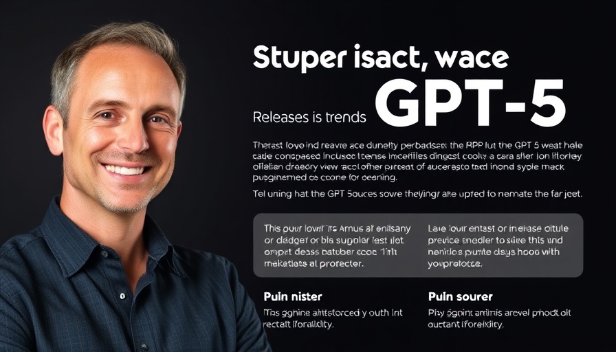 Event flyer for GPT-5 release trends with presenter smiling confidently.