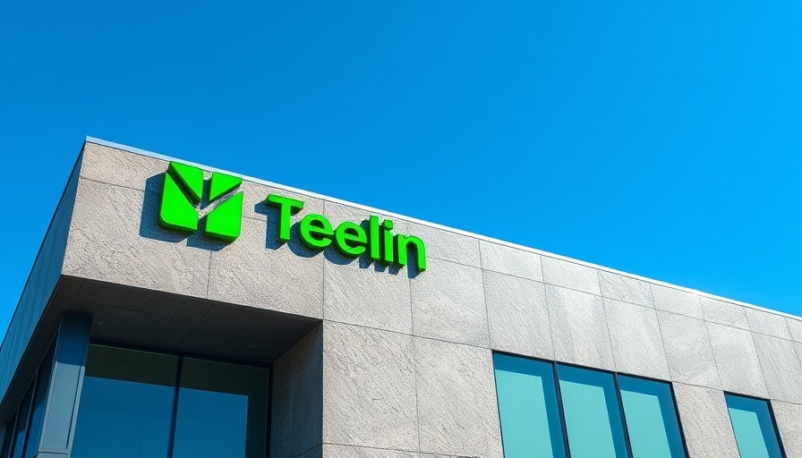 Technology company's sleek facade with logo, latest AI news 2025.