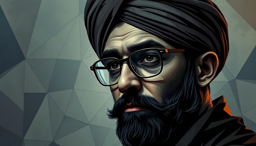 Stylized portrait of a focused man with turban, AI automation for entrepreneurs.