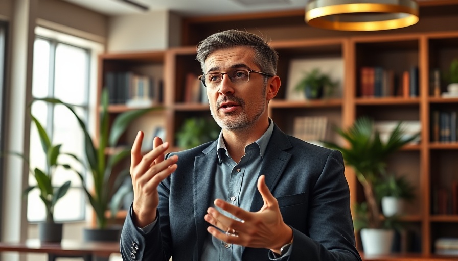 Professional speaker discussing the latest AI news 2025 in a modern office.