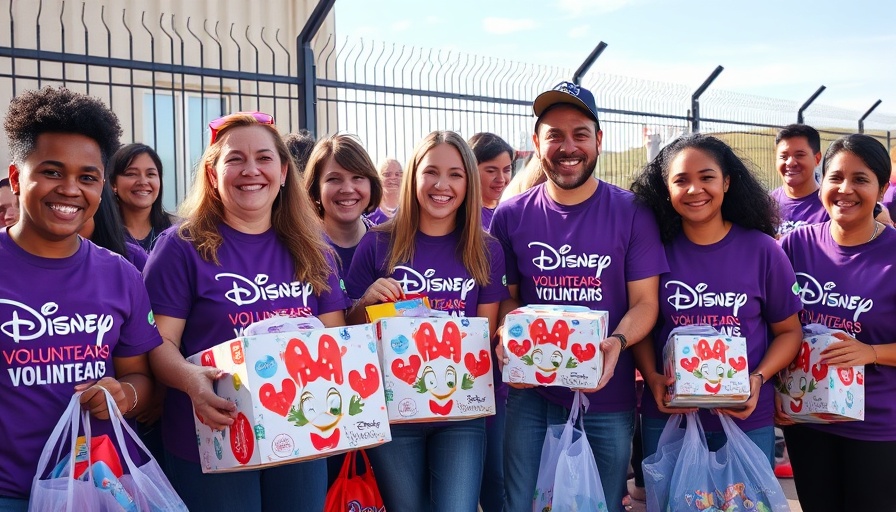 Disneyland support for Anaheim teachers with smiling volunteers and school supplies.
