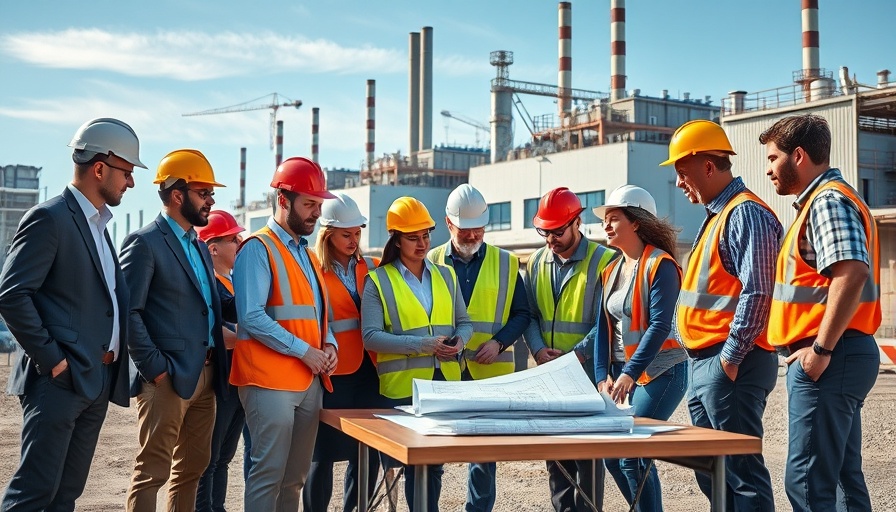 Latest AI news 2025 gathering at industrial site under a blue sky.