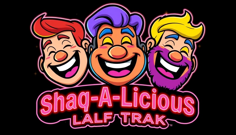 Shaquille O'Neal roller coaster overlay vibrant logo design.