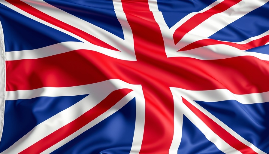 Vibrant UK flag waving, symbolizing unity; related to email deletion for water conservation.