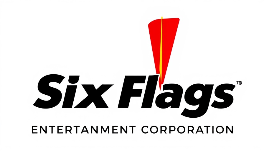 Six Flags Entertainment Corporation logo with bold lettering and red flag graphic.