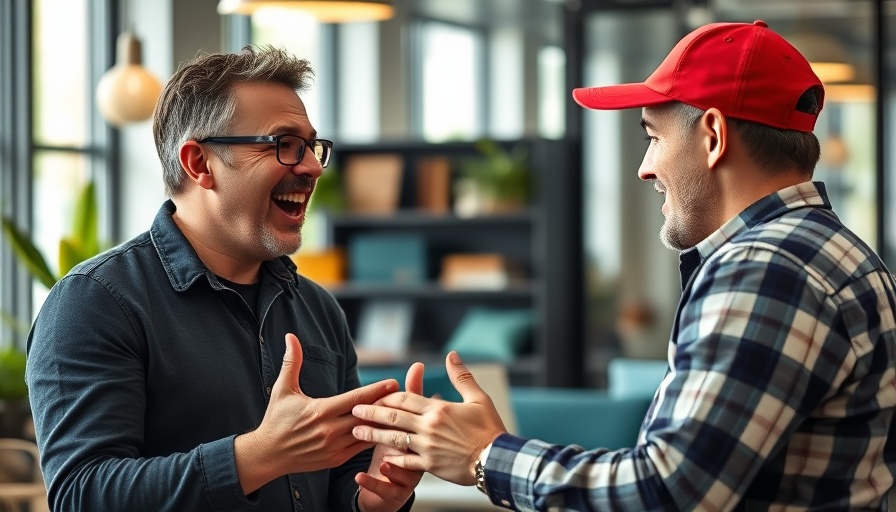 AI in digital marketing: Man discussing strategies with textual emphasis.