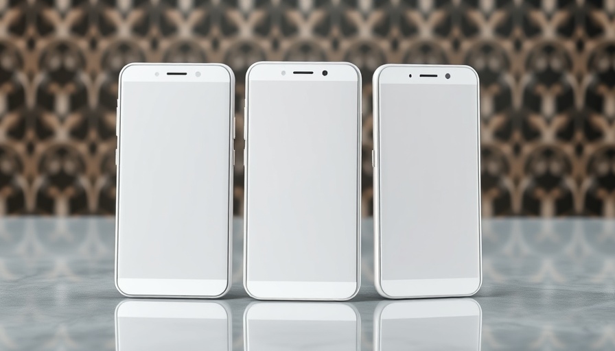 Elegant smartphones with triple cameras, showcasing modern design.