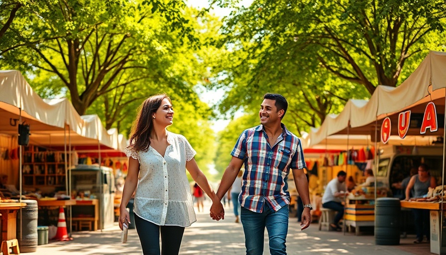 Couple enjoying Orlando Farmers Markets under sunny skies