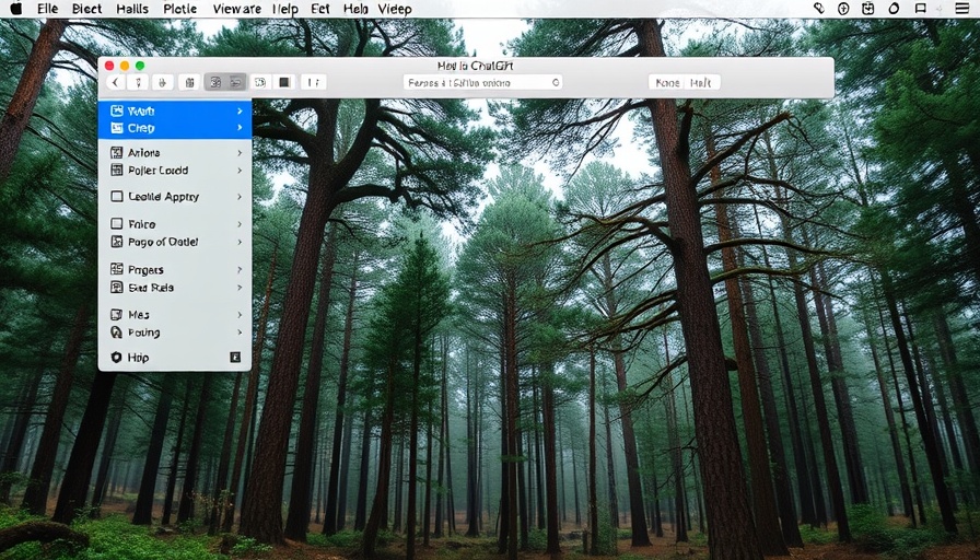 Display of ChatGPT window on Mac menu bar with forest wallpaper.