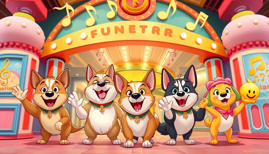 Bluey roller coaster opening in 2026, cartoon family at amusement park.