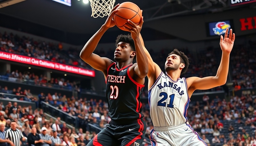 Texas Tech basketball vs Kansas Jayhawks action shot during a game.