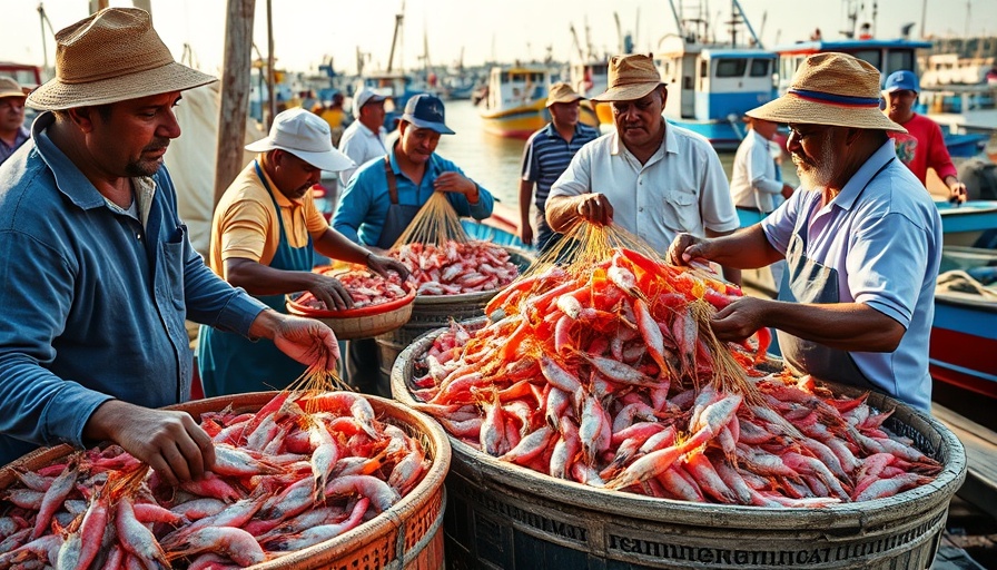 Fishermen with shrimp at Indian port, Indian seafood exports EU approval scene