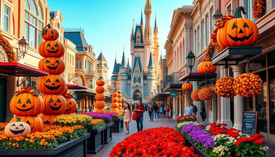 Disney VIP tours Orlando: Halloween decor on Main Street with castle.
