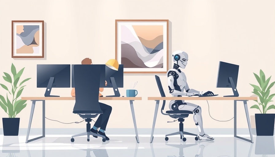 AI in Investment Management: Human and robot collaboration in modern office.