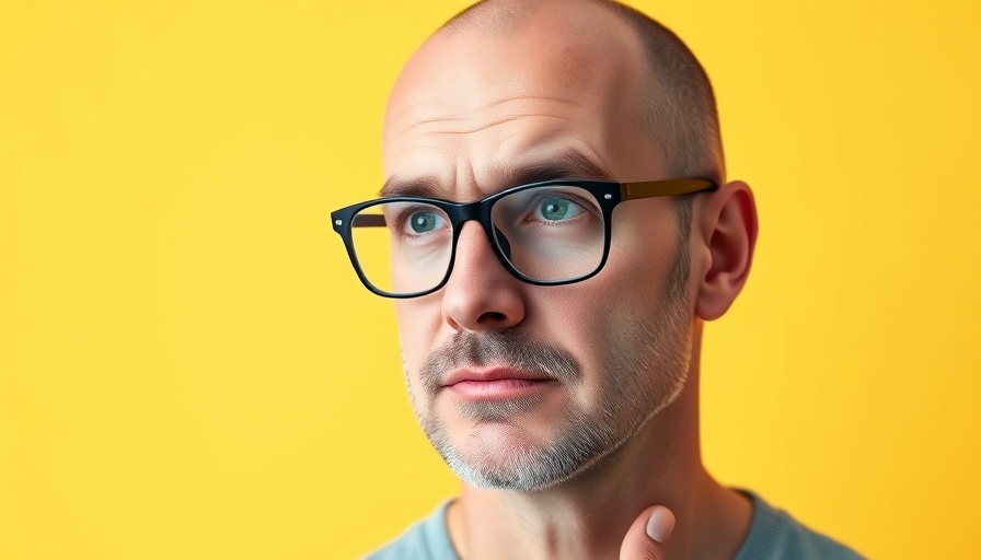Bald man with glasses, thoughtful pose, against bright yellow background - buffet problem entrepreneurship.