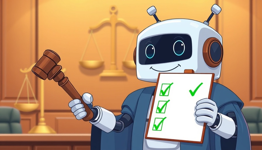 Cartoon robot judge holding a checklist for LLM evaluation strategies.