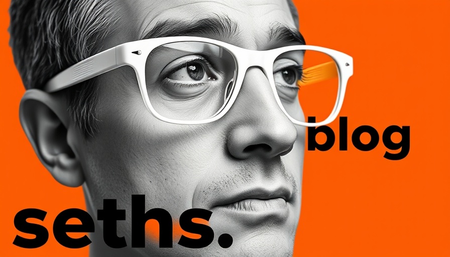 Close-up black and white portrait on orange background with text 'seths.blog'.