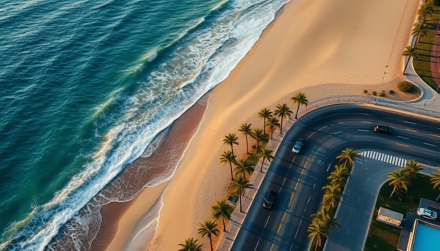Aerial view of Fort Lauderdale beach with road and ocean.