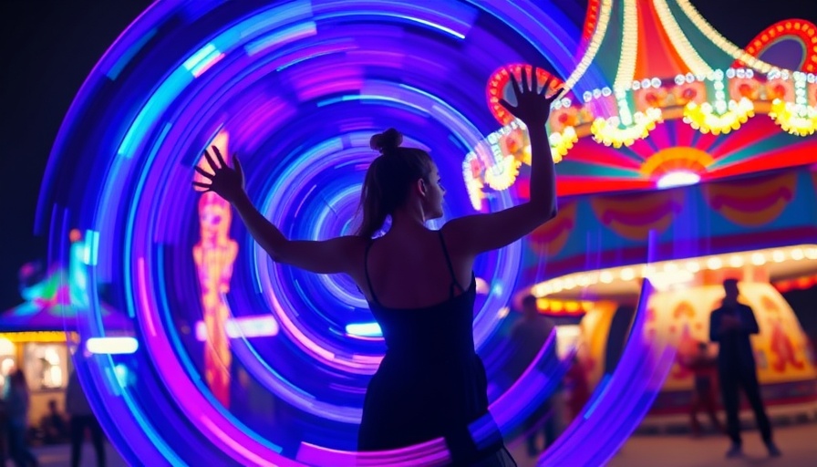 Dynamic performer at SeaWorld Orlando at Night with LED lights.