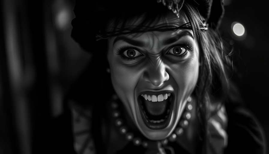 Regal 31 Screams on Screen: Vintage horror scream in classic monochrome.