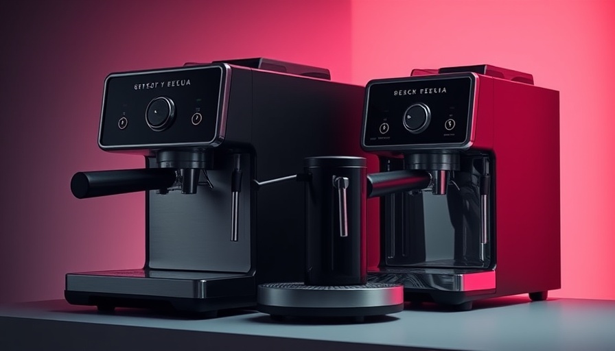 Three espresso machines on gradient background highlighting Early Prime Day Espresso Machine Deals.